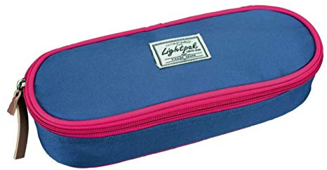 LIGHTPAK 46142 Schreibgeräteetui WILD Child, Stifteetui 9,5 × 23,5 × 5 cm | Federmappe blau mit rotem Reißverschluss, Schlamper-Box aus Polyester, Faulenzer mit großem Hauptfach & 4 elastischen Bändern