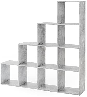 Vicco Scaffale per scale, Calcestruzzo, 142.5 x 140 cm, utilizzabile come divisorio per ambienti con struttura a scala