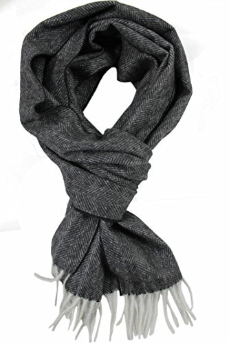 Rotfuchs® Kaschmirschal Winterschal Herrenschal Warm & Weich Fischgrat 31 x 180 cm Made in Germany (anthrazit, 100% Kaschmir)