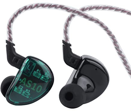 Linsoul KZ AS10 5BA HiFi Stereo In-Ear Earphone High Resolution Earbud Headphone with 0.75mm 2 pin Cable, Five Balanced Armature Drivers, Noise Cancelling (Without Mic, Cyan)