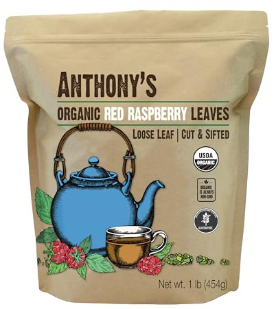 Anthony's Organic Red Raspberry Leaves, 1 lb, Cut & Sifted, Gluten Free, Non GMO, Non Irradiated, Keto Friendly
