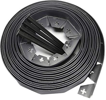 Parkland® 20 Metre Black Flexible Plastic Garden Edging With 50 Strong Securing Pegs/Anchors, Lawn Borders, Flexible Lawn Edging, Plastic Grass Edging, Garden Ideas, Garden Design