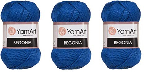 Yarn art Begonia 100% cotone mercerizzato, Lotto di 3 matasse, ognuna 50 g/185 yrds (169 m), Fine Sport: 2 (4915)