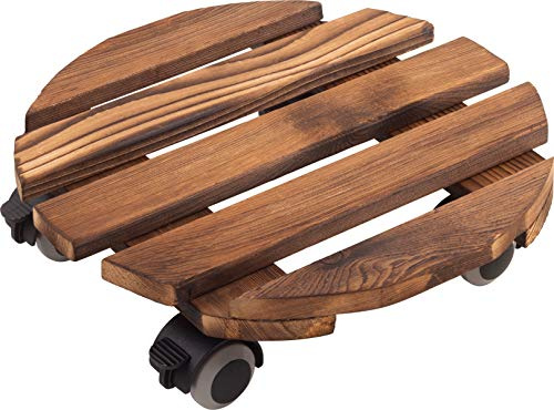 Metafranc Växtroller Ø 300 mm – 60 kg lastkapacitet – tallplatta – vintage-look – TPE-hjul med 4 lås/inomhusrullare/blomrulle/transportstöd för växter / 825210