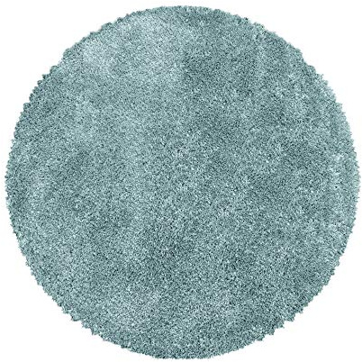 SIMPEX Shaggy Hochflor Teppich Blau 200 cm Rund Extra Weich & Waschbar Jute Rückseite für Fußbodenheizung, Einfarbig & Flauschig für Wohnzimmer & Schlafzimmer