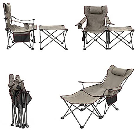 CFMZ Angelstuhl Karpfenstuhl 150kg, Campingstuhl Faltbar Klappbar, Camping Stuhl mit Armlehne XXL Breite, Ultralight Klappstuhl Faltstuhl Campingsessel mit FußAblage B