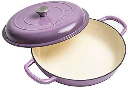 Enameled Iron Pot, Enamel Cast Iron Dutch Oven Pot with Lid, Multifunctional Seafood stew Pot（30cm） for All Heat Source