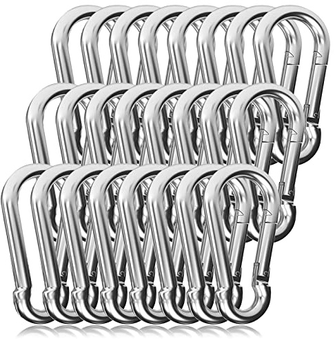 60PCS 3 Heavy Duty Spring Snap Hook, M8 5/16 Galvanized Steel Snap Hook Carabiner Quick Link Carabiner Clip, 500LBS Holding Capacity Quick Link Keychain for Swing Hammock Gym Outdoor