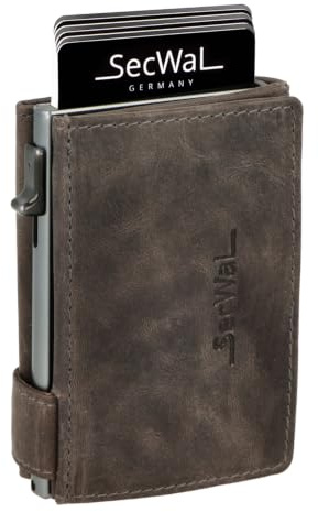 SecWal Kartenetui mit XXL Münzfach Druckknopf inkl. Geschenkbox - Made in Germany - Geldbörse inkl. Ebook für Damen und Herren - RFID Schutz Geldbeutel mit Wiener Schachtel (Hunter Grau)