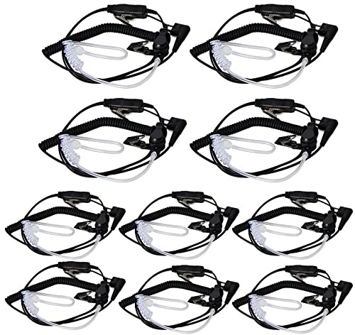 UAYESOK Covert Air Akustik Headset, Funk Ohrhörer 2-polig, Sicherheit Bodyguard Walkie Talkie Headset für Motorola CP040 CP200 GP300 DP1400 XT420 XT460 Hytera Midland mit PTT Mikrofon (10 Stück)