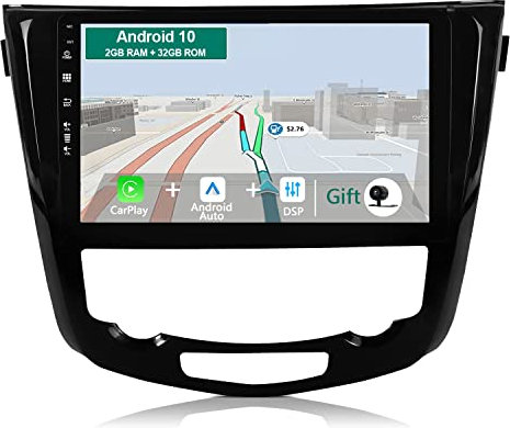 JOYX Android 10 bilradio passar till Nissan X-Trail Qashqai J11 Rouge(2014–2018) – 2G 32G – inbyggd DSP/Carplay/Android bil – kamera gratis – 10,1 tum 2 Din support SWC 4G WiFi BT DAB fast båt