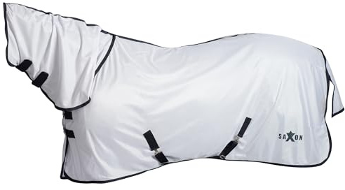 Saxon Kombin-Ausreitdecke mit Halsteil (105cm) (Weiß/Marineblau)