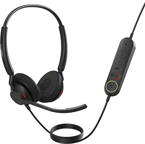 Jabra Engage 40 kabelgebundenes Stereo-Headset mit Inline Anrufsteuerung, geräuschunterdrückender 2-Mic-Technologie, USB-A-Kabel - mit Allen führenden UC-Plattformen wie Zoom kompatibel - schwarz