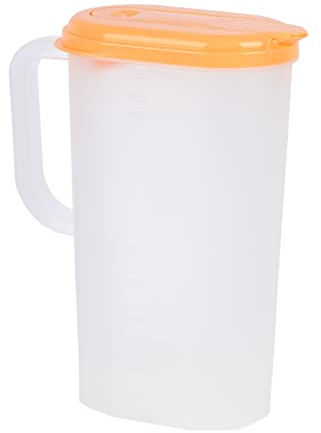 Cofan Jarra de Agua | Capacidad de 2 litros | Con Tapa en Color Verde, Amarill o Naranja (Naranja, 1)