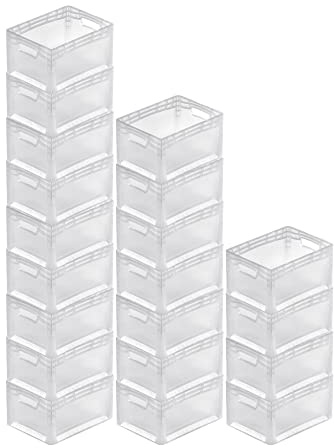 PROREGAL SuperSparSet 20x Transparenter Eurobehälter LightLine mit offenem Griff | HxBxT 22x30x40cm | 24 Liter | Eurobox, Transportbox, Transportbehälter, Stapelbehälter