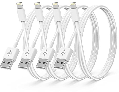 CyvenSmart 4Pack Apple MFi Certified iPhone Charger 2M,iPhone Lightning to USB A Cable 2 Meters,Fast Charging Lead for 12 SE 2020 11 Xs Max XR X 8 Plus 7 6 5s iPad Pro, White