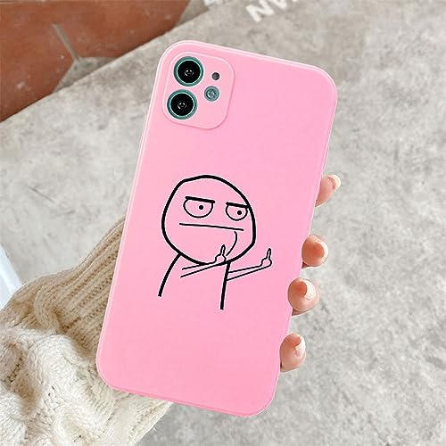 NICRX Custodia per telefono divertente per iPhone 11 12 13 14 Pro Max mini Custodie per dito medio per iPhone 7 8 Plus X XR XS Max Cover posteriore morbida, rosa T2621, per iPhone 12