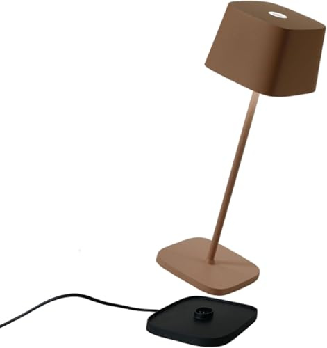 Zafferano, Ofelia Lampa, Uppladdningsbar Sladdlös Bordslampa med Touchkontroller, Även Användbar som Utomhuslampa, Dimmer, 2200-3000 K, Höjd 29 CM, Färg Corten