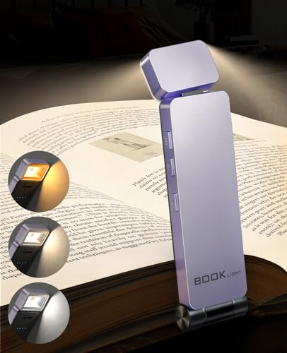 Tyreses Luce per Lettura Libri a Letto, Lampada da Lettura a LED Portatile con Clip, Ricaricabile USB, 3 Colori e 3 Luminosità Regolabili in Continuo, Regalo per Bambini e Amanti Della Lettura（Viola）
