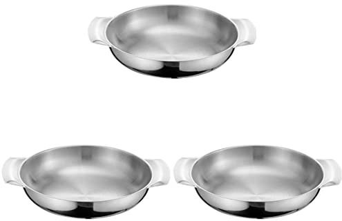 ZzzaNa Eier-Bratpfanne for den Herd, 3er-Pack, Paella-Pfanne, 16 cm, Edelstahl, Paella-Pfanne, Paella-Pfanne, Meeresfrüchte-Pfanne, Bratpfanne mit flachem Boden, Eier-Bratpfanne for den Herd Pfannen