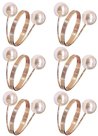 rongweiwang 6 Stück verleihen dem Feiertagstisch etwas Glanz mit diesen Serviettenringen aus Metall, Dekoration für Hochzeiten, Halloween, Hochzeiten, Geburtstage, Roségold
