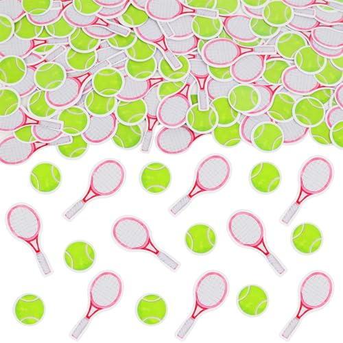 Sursurprise 200 coriandoli da tennis per ragazze – palline da tennis da spargere, rosa e verde, decorazioni da tavola per dessert, feste di compleanno a tema sportivo