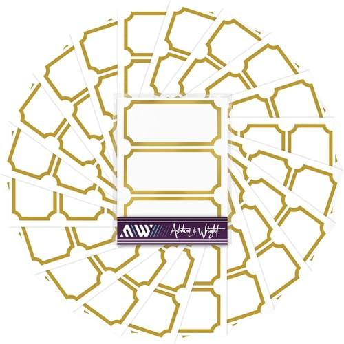 Ashton and Wright - Gold Border Stickers - 120 Easy Peel Jam Jar Labels - 75 x 35mm