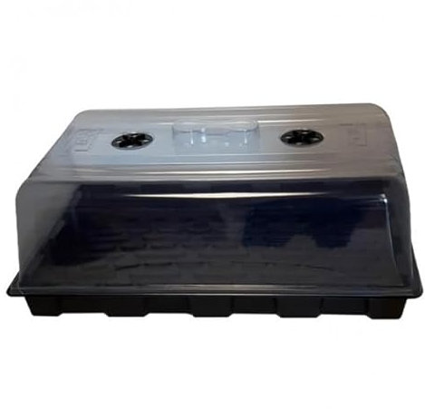 GROWMANIA Invernadero Propagador para Plantas y Cultivos | Bandeja Jardín Interior Germinador 58x37x23cm con Rejillas de ventilacion Regulables