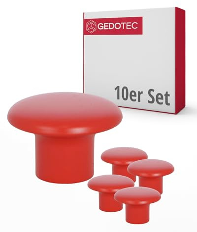 Gedotec Möbelknappar för barnrum | diameter 32 mm | Färg röd | 10 stycken | möbelhandtag plast | COLOUR | skåpknappar färgglada | möbelknopp barn | moderna handtag möbler | skåpknopp