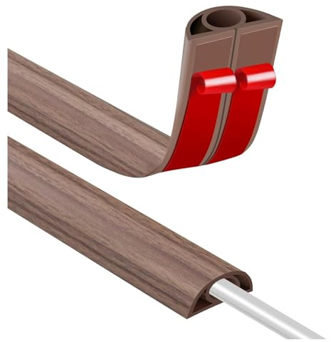 Kabelk Selbstklebend 7,7x7,7mm Kabelbrücke Boden 3M Holzmaserung Boden Kabelk Flexible PVC Kabelabdeckung Verhindern Stolperfallen