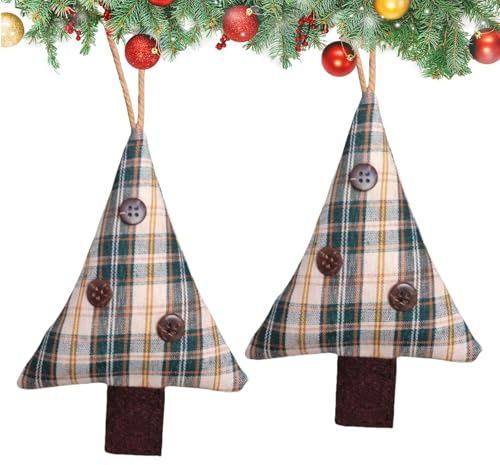 Adornos de tela para el árbol de Navidad, adornos navideños de tela, adornos navideños, colgantes divertidos, 2 decoraciones para árbol de Navidad, colgantes de bolsas, decoración de coche, decoración