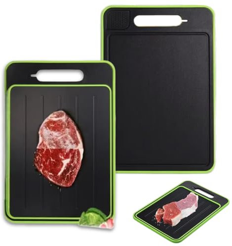 Double Sided Rectangular Polymer Cutting Board for Kitchen | Durable Chopping Board with Built-In Garlic Grater | Multipurpose Cutting Surface | Unique Design by NovaHeavensNest (Black & Green,Medium)