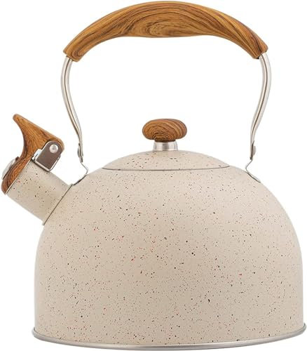 ABBNIA Stove Top Kettle Whistling Kettle for All Hob/Stove Gas Induction Food Grade Stainless Steel Folding Handle Thickened Three-Layer Composite Bottom