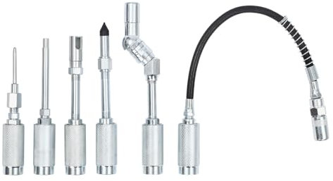 PINYELIN Fettpresse Adapter Satz, Fettpistolenzubehörset Fettpresse Aufsatz für Schmiernippel, mit Aufschiebbarer 90°-Kuppler, Gerade Verlängerung