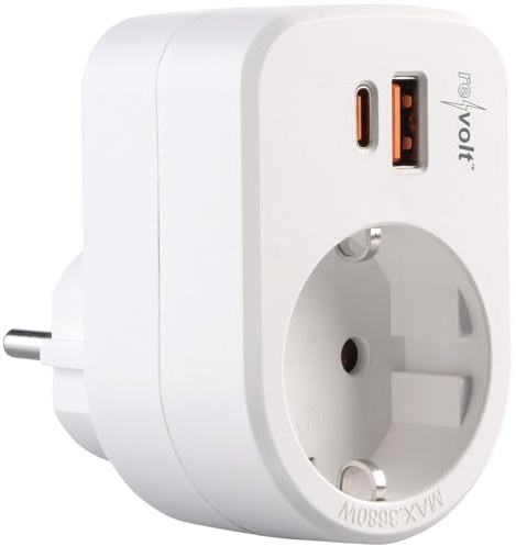 revolt Adapter: 3in1-Steckdose, USB-C mit PD 30 W, USB-A mit QC 3.0 30 W, 230 Volt (Ladesteckdosen, Watt Steckdosenverteiler fache Würfel EU, Stecker)
