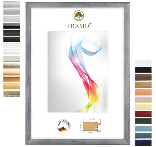 FRAMO Cadre photo en bois 25 x 65 cm (Dimension de l'image) en Gris-essuyé | Taille sélectionnable | Affiches | Puzzle | Collage | Sur mesure | personnalisés