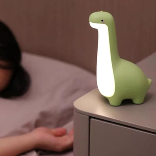 Mignonne Veilleuse Dinosaure, Lampe Dino Rechargeable avec Forme Mignonne pour Décoration de Chambre, Lampe de Lit Portable pour Chambre, Salon, Décoration de Bureau, Cadeau d'Anniversaire (Vert)