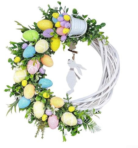 Corona primaverile estiva con fiori secchi, affascinante ghirlanda di fiori pasquali decorazione acrilica per porta d'ingresso da appendere alla parete corona primaverile per vacanze pasquali