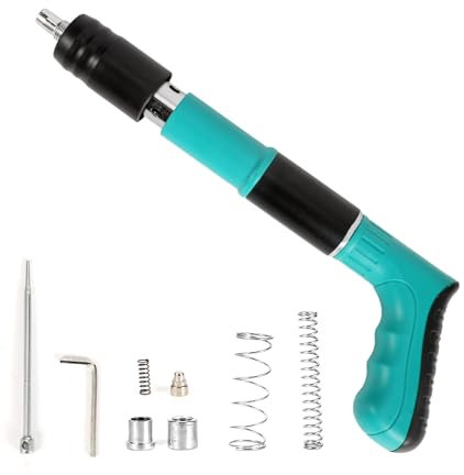Pistola de clavos de acero,Herramienta de pistola de uñas, de acero,Pistola de remache, pistola neumática para acero y hormigón, silenciador, 5 velocidades,herramienta de fijación de pared para pared