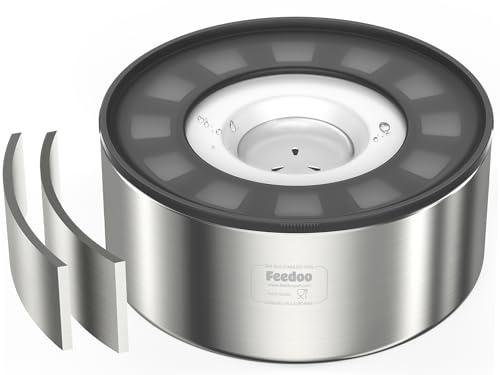 Feedoo 0.5 Gallon No Spill Water Bowl for Dogs, Double-Wall Stainless Steel with Splash-Proof Paws Lid and Floating Disk, Non-Slip Base, Easy to Clean Slow Water Feeder for Small Medium Dogs