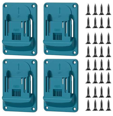GNHG 4 Pièces Pièce Porte Outils Mural, Support Mural pour Perceuse, Support Machine, Support de Batterie avec Vis, Adapté aux Perceuses et Outils Electriques Makita 18 V