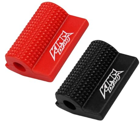 KEQAR 2 Pcs Manicotto pedale, resistente all'usura e antiscivolo, gommino leva cambio, salvascarpe, punta di selettore di velocità moto(Nero, Rosso)