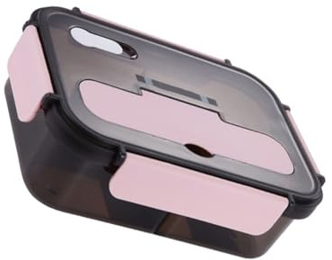 Zerodeko Boîte Repas Plastique avec Compartiments Étanches Lunch Box Deux Divisions avec Support Couverts Résistante Micro Ondes pour Bureau et Repas Réutilisable