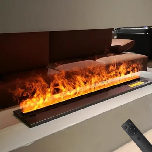 Elektrischer Kamin - 3D-Wasserdampf mit realistischer zerstäubter Flamme, 7/mehrfarbiger Flammenverstellbarer dekorativer Luftbefeuchter, heizt Nicht 7colorsRemotecontrol-800mm