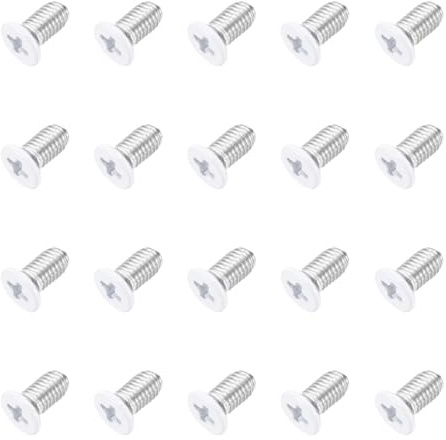 QUARKZMAN 20 Stück M5 X 8mm Flache Senkkopf Maschinenschrauben Weiß | Schrauben, 304 Edelstahl, Vollgewinde, Kreuzschlitz Antrieb, Für Möbelverbindung Elektrogeräte