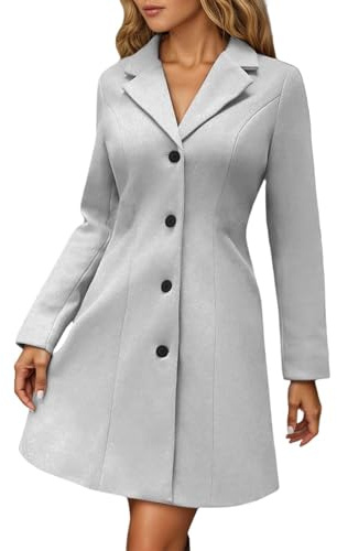 Générique Manteau Femme Hiver, Couleur Unie En Laine Manteaux Femme Mi Longue Col Rabattu Boutonnage Trench-Coat Epaissie Veste Automne Hiver Confort Chaud, S-XXL