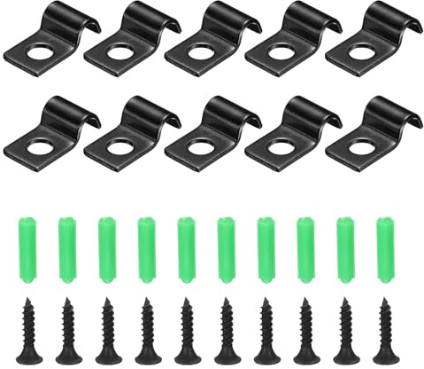 sourcing map 3/16 Inch Pipe Strap Set, Carbon Steel Conduit Clip 30pcs Single Hole Strap Clamp for Pipe Tube Cable Fixing (5mm, Black)