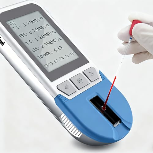 hocvseo Cholesterin-Testgerät, Multifunktionales Lipid-Messgerät-Set Für TC, TG, HDL, LDL, Blutfett-Tester Mit 25 Teststreifen, Datenspeicher Für 500 Gruppen, Für Zu Hause