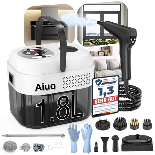 Aiuo Steam Cleaner for Home & Car,2026 New Upgraded Handheld Portable Steam Cleaner with 6Steam Levels,8s Heat-Up,1.8L Tank,Steamer Cleaning for Sofa,Carpet,Kitchen,Window,Furniture,16pcs Accessories