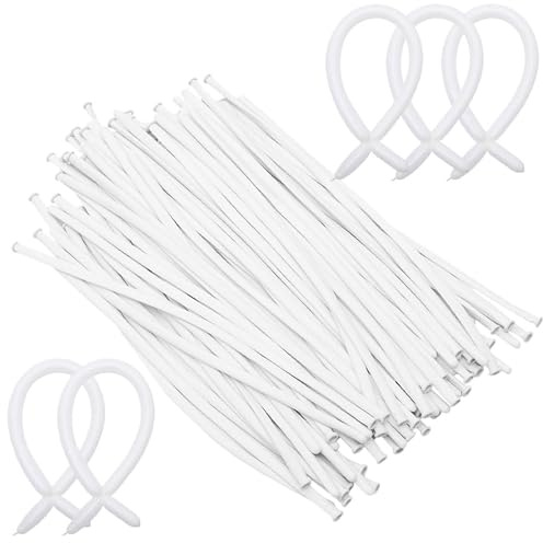 Hoement 200 Globos Largos Blancos de Látex para Modelar Formas Divertidas, Ideales para Fiestas, Bodas y Decoraciones Creativas de Cumpleaños